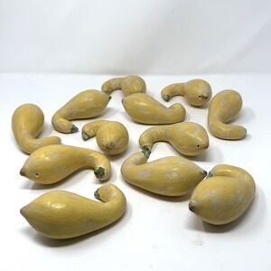 Hand‎ painted ceramic Gourds Yellow Crookneck Summer Squash Decor Set Of 12